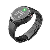 METALLARMBAND FÜR GARMIN 26MM FENIX 3 / 5X / 3HR / 5X PLUS / 6X / 6X / 7 X PRO DOOP STAHLBAND SCHWARZ