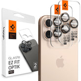 SCHUTZGLAS FÜR DIE KAMERA LINSEN SPIGEN OPTIK PRO GLAS.TR "EZ FIT" KAMERA-SCHUTZ 2-PAKET IPHONE 16 PRO / PRO MAX WÜSTEN-TITAN