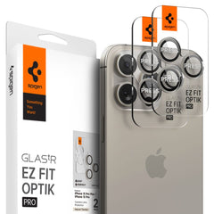 SCHUTZ FÜR DIE KAMERA SPIGEN OPTIK.TR "EZ FIT" KAMERASCHUTZ 2-PAKET IPHONE 14 PRO / PRO MAX / 15 PRO / PRO MAX NATÜRLICHES TITAN