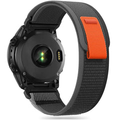 NYLONARMBAND FÜR GARMIN 22MM FENIX 5 / 6 / 6 PRO / 7 HEYBAND NYLON SCHWARZ / ORANGE