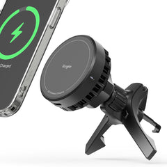 TELEFONHALTER FÜR DAS AUTO MIT DRAHTLOSEM LADEN RINGKE PELTIER QI2 MAGNETISCHER MAGSAFE BELÜFTUNGS-AUTOHALTER WIRELESS CHARGER 15W SCHWARZ