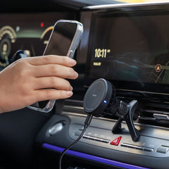 TELEFONHALTER FÜR DAS AUTO MIT DRAHTLOSEM LADEN RINGKE PELTIER QI2 MAGNETISCHER MAGSAFE BELÜFTUNGS-AUTOHALTER WIRELESS CHARGER 15W SCHWARZ