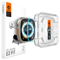 2X HARTGLAS FÜR APPLE WATCH ULTRA 49 MM SPIGEN GLAS.TR ”EZ FIT” 2-PAK CLEAR