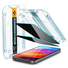 GEBROCHENES GLAS SPIGEN GLAS.TR "EZ FIT" 2-PACK IPHONE 15 PRIVATSPHÄRE