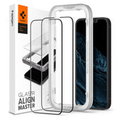2X HARTGLAS SPIGEN ALM GLASS FC 2-PACK IPHONE 13 / 13 PRO SCHWARZ