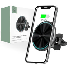 HANDYHALTERUNG FÜR DAS AUTO MIT DRAHTLOSEM LADEN TECH-PROTECT A2 MAGNETIC MAGSAFE BELÜFTUNG AUTOHALTER WIRELESS CHARGER 15W SCHWARZ