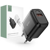 NETZLADEGERÄT FÜR HANDY UND TABLET TECH-PROTECT C20W 2-PORT NETZLADEGERÄT PD20W/QC3.0 SCHWARZ