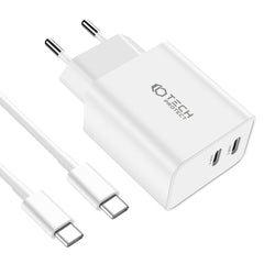 NETZLADEGERÄT FÜR HANDY UND TABLET TECH-PROTECT C35W 2-PORT NETZLADEGERÄT PD35W + TYPE-C KABEL WEISS