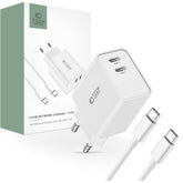 NETZLADEGERÄT FÜR HANDY UND TABLET TECH-PROTECT C35W 2-PORT NETZLADEGERÄT PD35W + TYPE-C KABEL WEISS