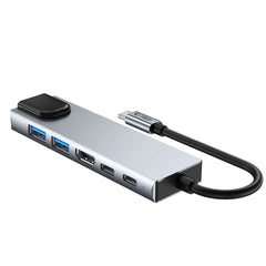 TECH-PROTECT HB02 HUB ADAPTER 6IN1 TYPE-C + USB2.0 + USB3.0 + HDMI 4K 30HZ + RJ45 + PD100W RAUMGRAU
