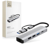 TECH-PROTECT HB03 HUB ADAPTER 5IN1 TYPE-C + USB2.0 + USB3.0 + RJ45 RAUMGRAU