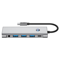 TECH-PROTECT HB04 HUB ADAPTER 9IN1 TYPE-C + USB2.0 + USB3.0 + HDMI 4K 60HZ + SD/TF + PD100W + AV3.5 RAUMGRAU