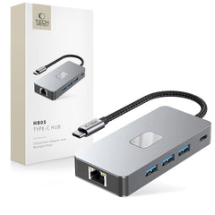 TECH-PROTECT HB05 HUB ADAPTER 9IN1 TYPE-C + USB2.0 + USB3.0 + HDMI 4K 60HZ + SD/TF + PD100W + RJ45 1000M RAUMGRAU