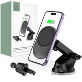 HANDYHALTERUNG FÜR DAS AUTO MIT DRAHTLOSEM LADEN TECH-PROTECT MM15W-V1 MAGNETISCHER MAGSAFE ARMATUREN- UND BELÜFTUNGSHALTER DRAHTLOSER LADEN 15W SCHWARZ