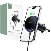 HANDYHALTERUNG FÜR DAS AUTO MIT DRAHTLOSEM LADEN TECH-PROTECT MM15W-V4 MAGNETISCHER MAGSAFE BELÜFTUNGS-AUTOHALTER WIRELESS CHARGER 15W SCHWARZ