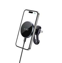 HANDYHALTERUNG FÜR DAS AUTO MIT DRAHTLOSEM LADEN TECH-PROTECT MM15W-V5 MAGNETISCHER MAGSAFE STABILER BELÜFTUNG AUTOHALTER DRAHTLOSER LADEN 15W SCHWARZ/SCHWARZ