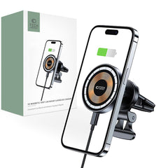 HANDYHALTERUNG FÜR DAS AUTO MIT DRAHTLOSEM LADEN TECH-PROTECT MM15W-V5 MAGNETISCHER MAGSAFE BELÜFTUNGS-AUTOHALTER DRAHTLOSER LADEN 15W SCHWARZ