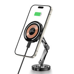 HANDYHALTERUNG FÜR DAS AUTO MIT DRAHTLOSEM LADEN TECH-PROTECT MM15W-V8 MAGNETISCHER MAGSAFE ARMATURENHALTER WIRELESS CHARGER 15W SCHWARZ