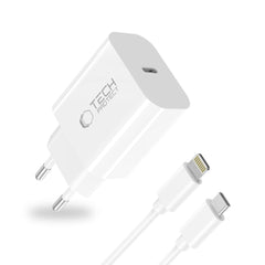 TECH-PROTECT NC20W 1-PORT NETZLADEGERÄT PD20W + LIGHTNING-KABEL WEISS