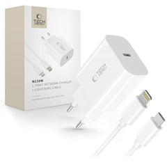 TECH-PROTECT NC20W 1-PORT NETZLADEGERÄT PD20W + LIGHTNING-KABEL WEISS