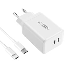 TECH-PROTECT NC45W-GAN 2-PORT NETZLADEGERÄT PD45W + TYPE-C KABEL WEISS