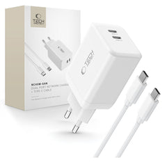 TECH-PROTECT NC45W-GAN 2-PORT NETZLADEGERÄT PD45W + TYPE-C KABEL WEISS