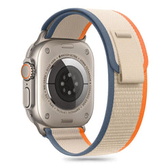 TECH-PROTECT NYLON STRIPE ARMBAND FÜR APPLE WATCH 6 / 7 / 8 / 9 / 10 / SE / ULTRA 1 / 2 (44 / 45 / 46 / 49 MM) CREME/ORANGE