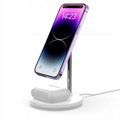 DRAHTLOSES LADGERÄT 2IN1 TECH-PROTECT QI15W-A21 MAGNETISCHER MAGSAFE WIRELESS CHARGER WEISS