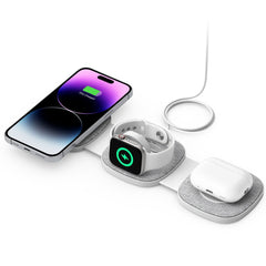 DRAHTLOSES LADGERÄT TECH-PROTECT QI15W-A32 3IN1 MAGNETISCHER MAGSAFE WIRELESS CHARGER GRAU