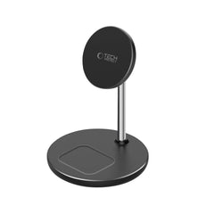 LADENSTATION TECH-PROTECT QI15W-A39 2IN1 MAGNETISCHER MAGSAFE WIRELESS CHARGER SCHWARZ