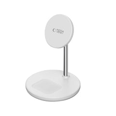 LADENDE STATION TECH-PROTECT QI15W-A39 2IN1 MAGNETISCHER MAGSAFE WIRELESS CHARGER WEISS