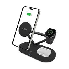 LADENSTATION TECH-PROTECT QI15W-A41 3IN1 MAGNETISCHER MAGSAFE WIRELESS CHARGER SCHWARZ
