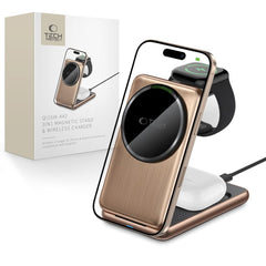 LADENDE STATION TECH-PROTECT QI15W-A42 3IN1 MAGNETISCHER MAGSAFE WIRELESS CHARGER WÜSTENGOLD