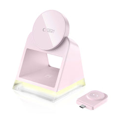 LADENDE STATION TECH-PROTECT QI15W-A43 3IN1 MAGNETISCHER MAGSAFE WIRELESS CHARGER BABY PINK