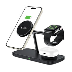 LADENSTATION TECH-PROTECT QI15W-A45 3IN1 MAGNETISCHER MAGSAFE WIRELESS CHARGER SCHWARZ