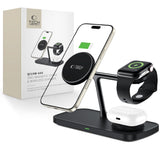 LADENSTATION TECH-PROTECT QI15W-A45 3IN1 MAGNETISCHER MAGSAFE WIRELESS CHARGER SCHWARZ