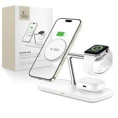 LADENDE STATION TECH-PROTECT QI15W-A45 3IN1 MAGNETISCHER MAGSAFE WIRELESS CHARGER WEISS