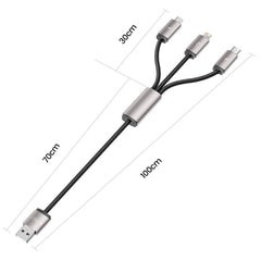 KABEL 3IN1TECH-PROTECT ULTRABOOST LIGHTNING & TYPE-C & MICRO-USB KABEL 3.5A 100CM GRAU