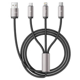 KABEL 3IN1TECH-PROTECT ULTRABOOST LIGHTNING & TYPE-C & MICRO-USB KABEL 3.5A 100CM GRAU