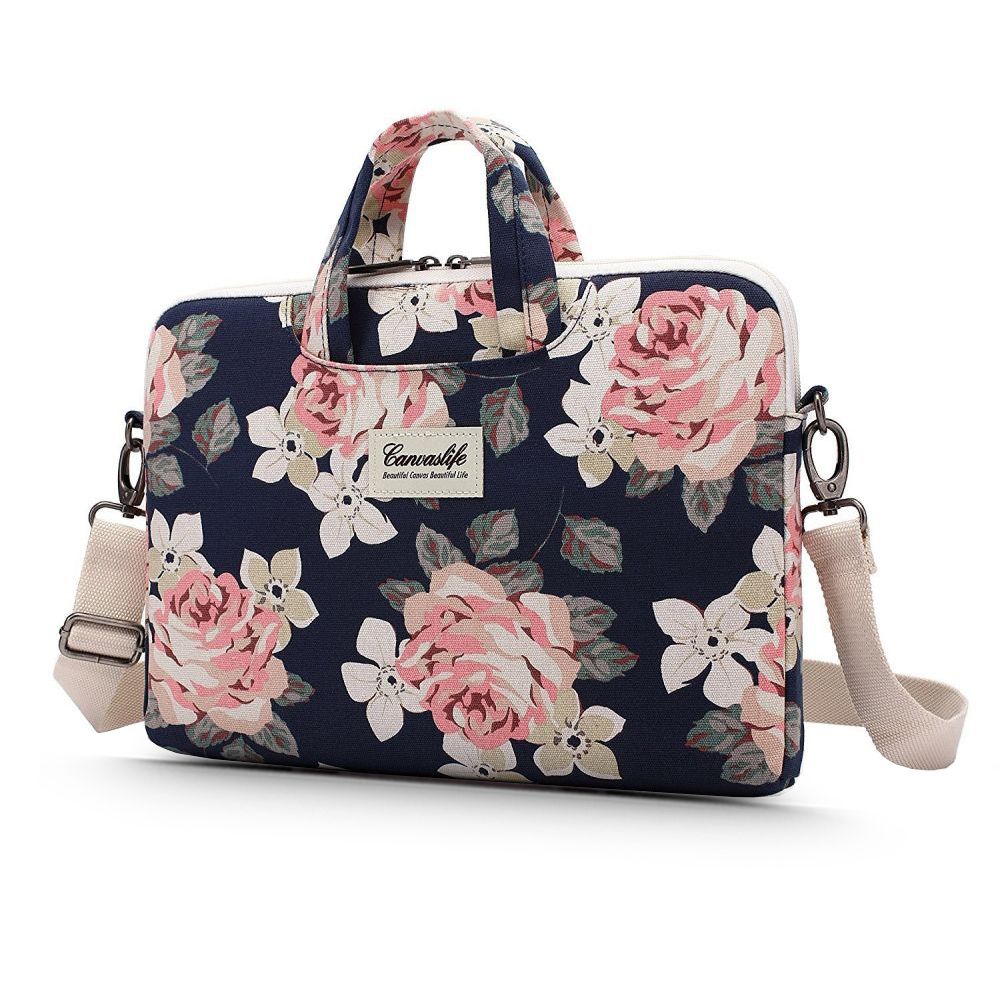 NOTEBUCHTASCHE 13"-14" CANVASLIFE AKTENKOFFERTASCHE LAPTOP NAVY ROSE