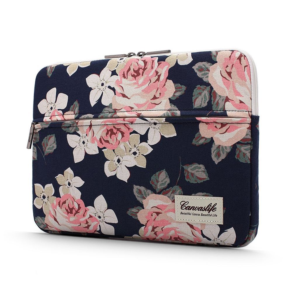 NOTEBOOKTASCHE 13"-14" CANVASLIFE HÜLLE LAPTOP NAVY ROSE