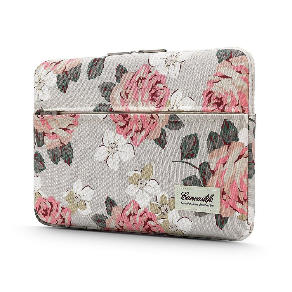 NOTEBOOKTASCHE 13"-14" CANVASLIFE HÜLLE LAPTOP WEISSE ROSE