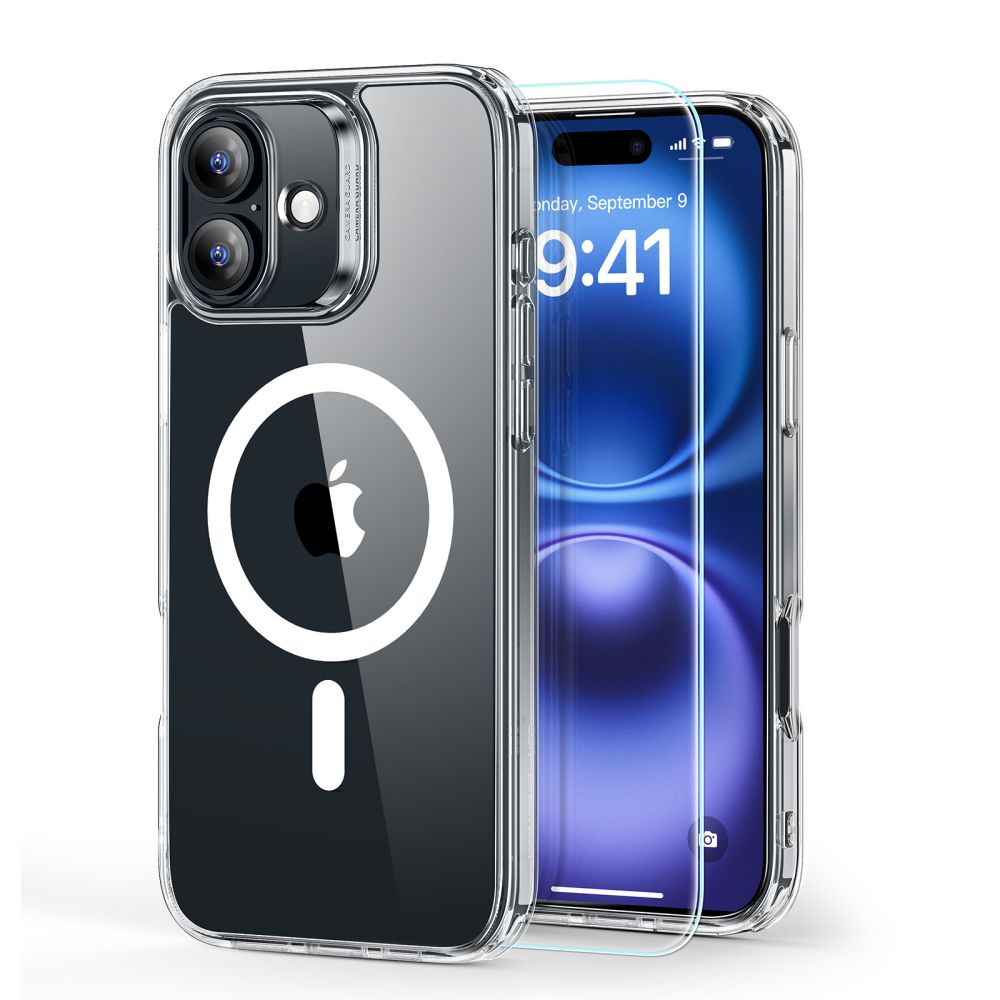ESR CLASSIC HYBRID HALOLOCK MAGSAFE & TEMPERED GLASS IPHONE 16 CLEAR HÜLLE