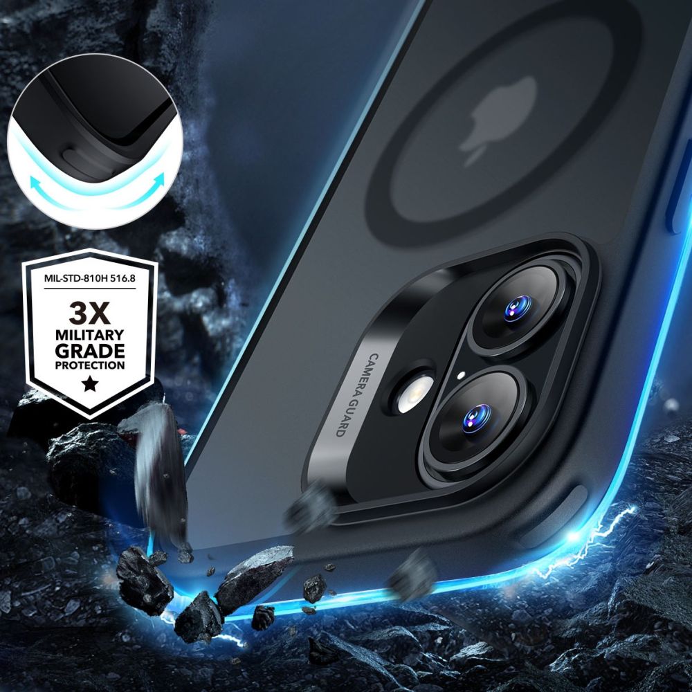 ESR CLASSIC HYBRID HALOLOCK MAGSAFE & TEMPERED GLASS HÜLLE IPHONE 16 FROSTED BLACK