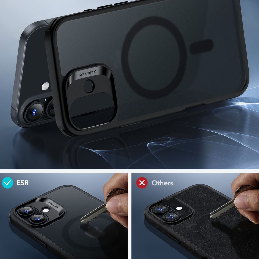 ESR CLASSIC HYBRID HALOLOCK MAGSAFE & TEMPERED GLASS HÜLLE IPHONE 16 FROSTED BLACK