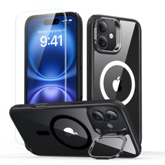ESR CLASSIC HYBRID HÜLLE MIT KICKSTAND HALOLOCK MAGSAFE & TEMPERED GLASS FÜR IPHONE 16 KLAR/SCHWARZ