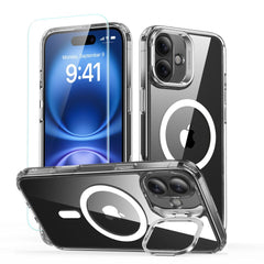 KRYT ESR CLASSIC HYBRID KICKSTAND HALOLOCK MAGSAFE & TEMPERED GLASS IPHONE 16 KLAR