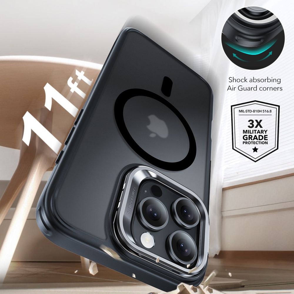 ESR CLASSIC HYBRID STÄNDER HALOLOCK MAGSAFE & TEMPERED GLASS IPHONE 16 PRO MAX FROSTED BLACK