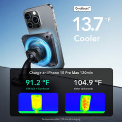 TELEFONHALTER FÜR DAS AUTO MIT DRAHTLOSEM LADEN ESR HALOLOCK CRYOBOOST MAGNETISCHER MAGSAFE ARMATURE FÜR DAS ARMATURENBRETT & BELÜFTUNG WIRELESS CHARGER QI2 15W FROSTED ONYX