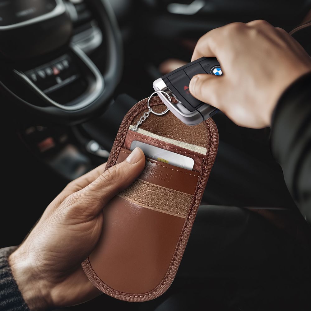 TECH-PROTECT KLR100 TASCHEN SCHLÜSSELLOS RFID SIGNALBLOCKER HÜLLE ESPRESSO
